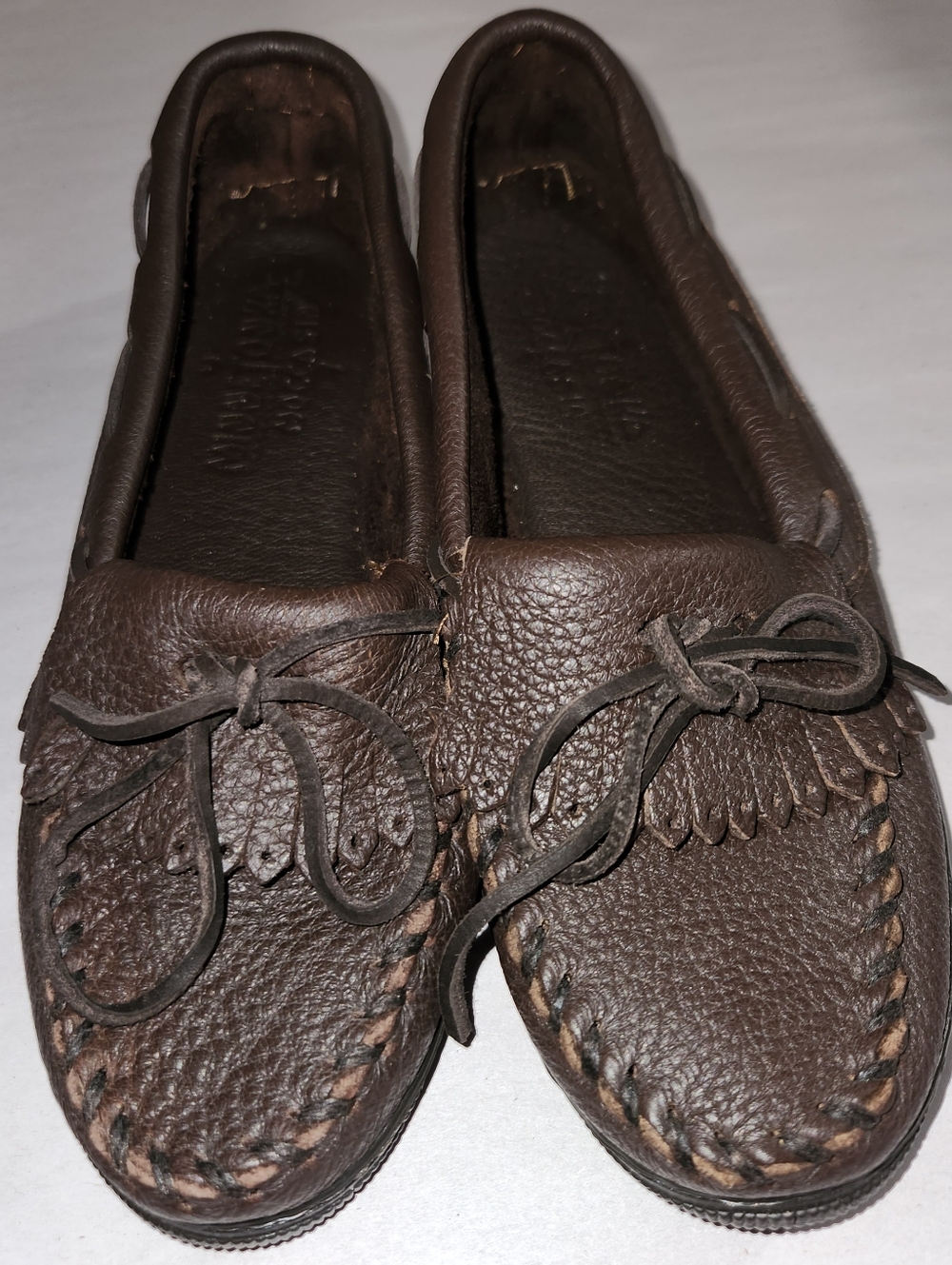 Minnetonka Kilty Size 7.5 Chocolate Brown Fringed Moosehide